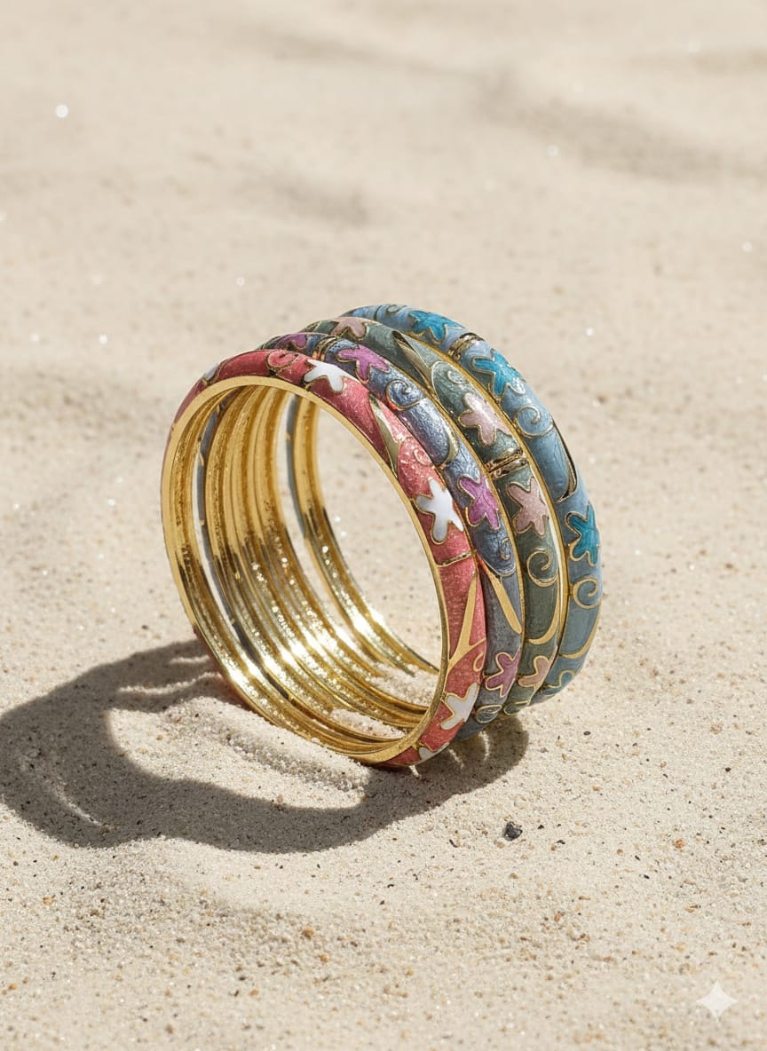 Women Elegant Floral Enamel Kada Bracelet