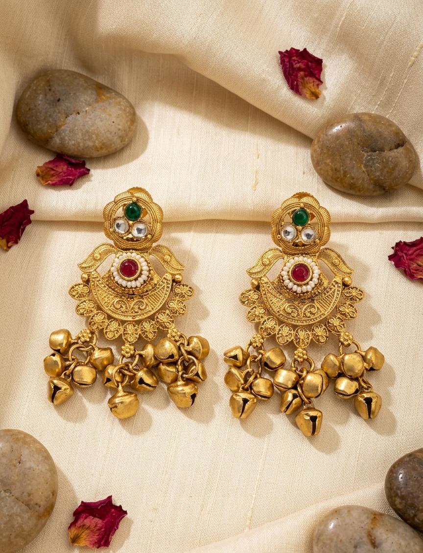 Red Green Gunghroo Studs Earrings - Nimé By Shop Trendys