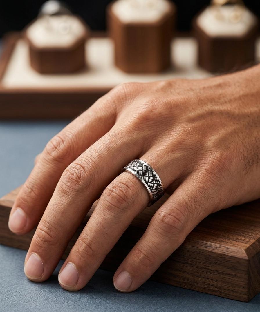Black Silver Cross Men Ring