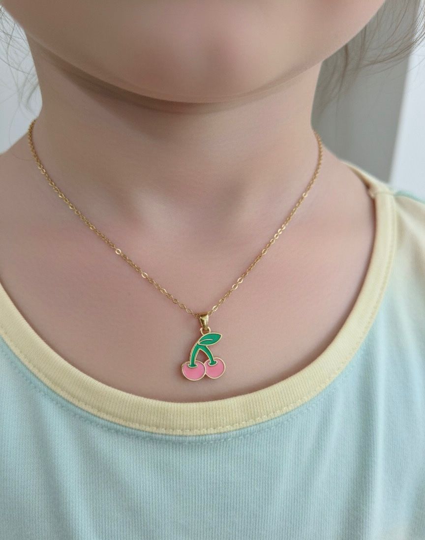 Pink Cherry Kids Anti Tarnish Necklace