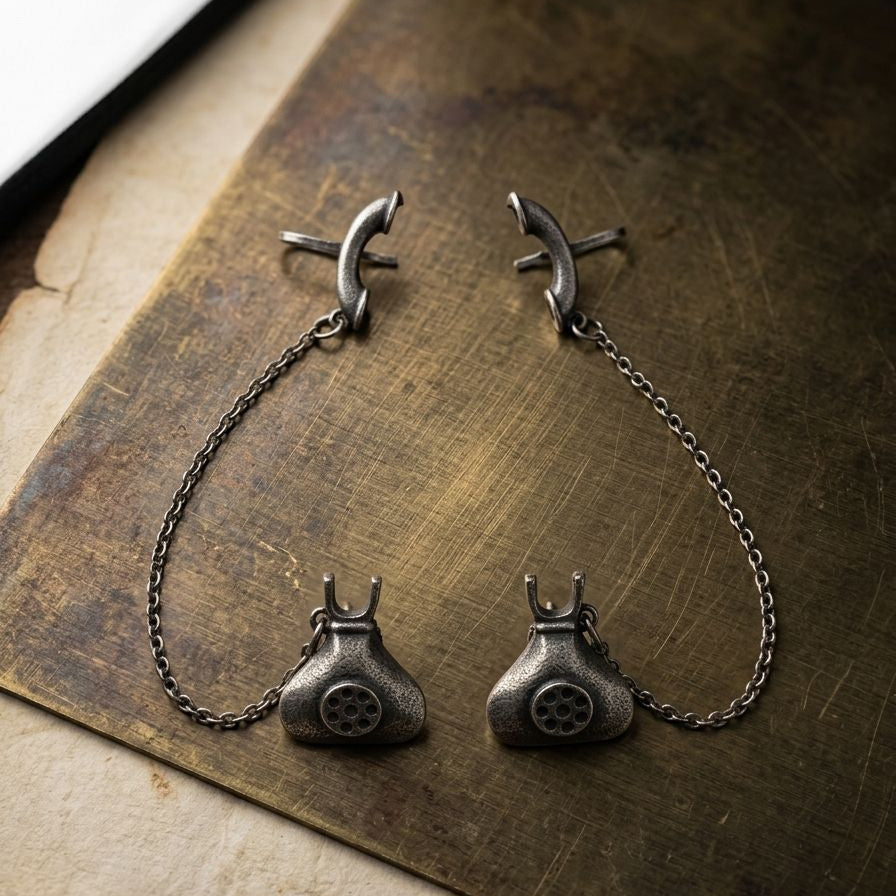 Telephone German Silver Drop Earrings - Nimé By Shop Trendys