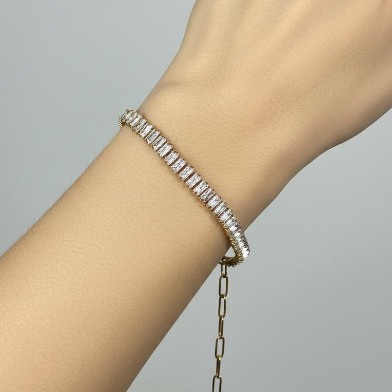 Golden Tennis Stainless Steel Bracelet (Anti Tarnish) - Nimé By Shop Trendys