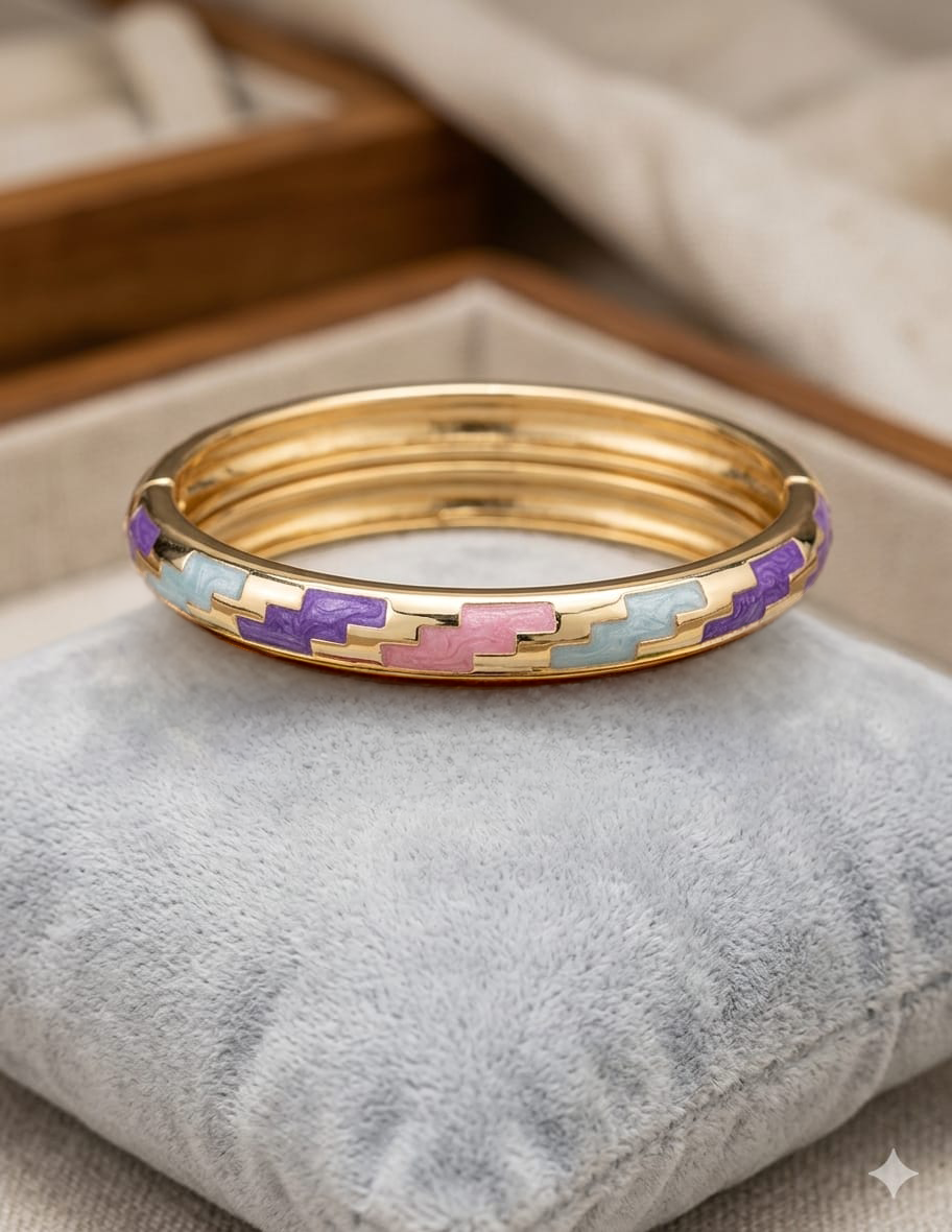 Pink Purple ZigZag Enamel Kada - Nimé By Shop Trendys