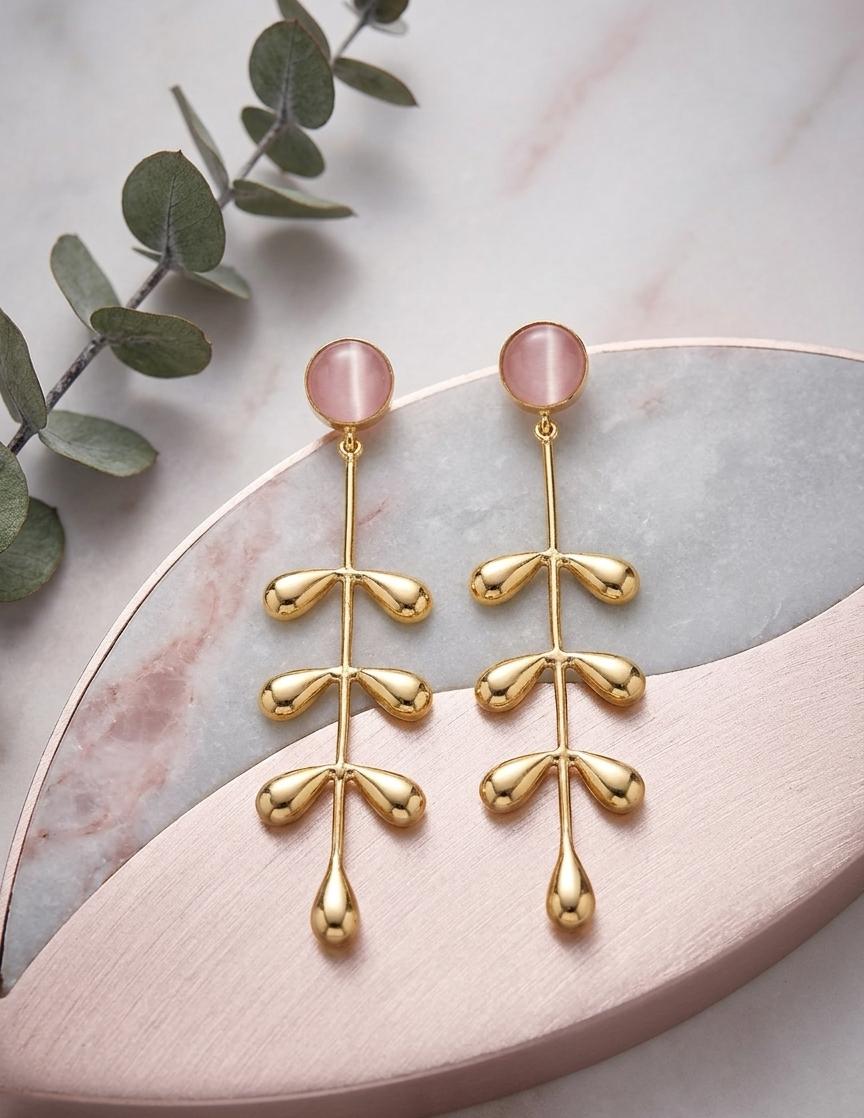 Leaf Designer Golden Earrings - Nimé By Shop Trendys