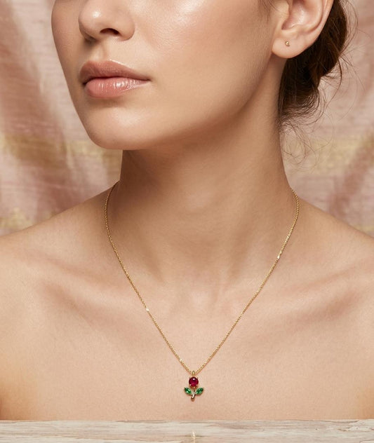 Minimal Red Tulip+ Necklace ( Anti Tarnish ) - Nimé By Shop Trendys