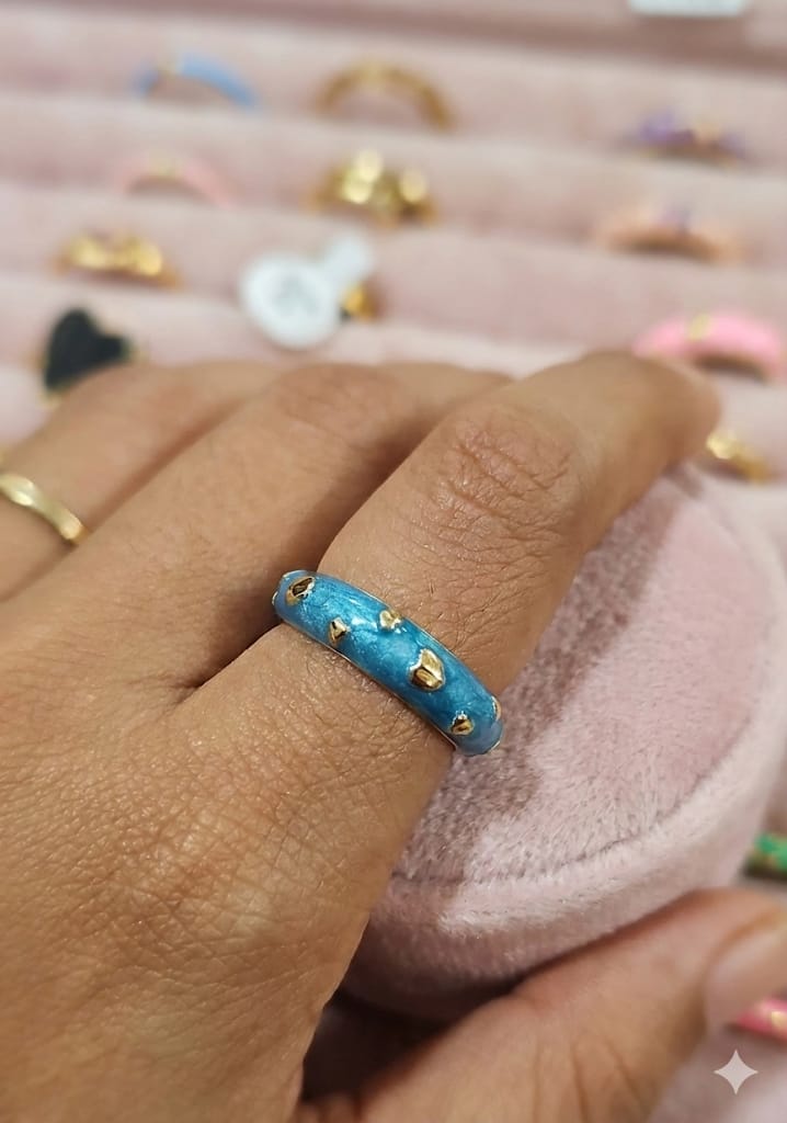 Golden Heart Flake Enamel Ring - Adjustable - Nimé By Shop Trendys