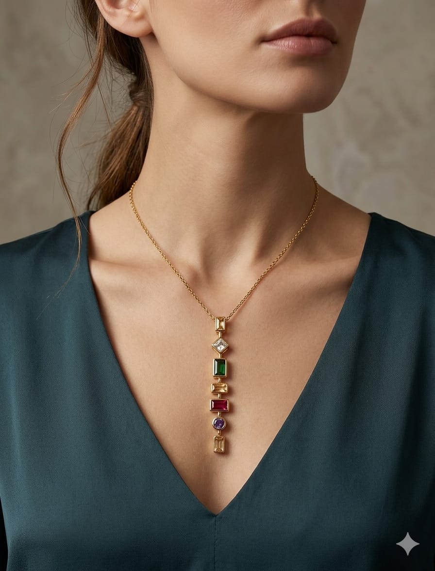 Trendy Stone Y Necklace (Anti Tarnish) - Nimé By Shop Trendys