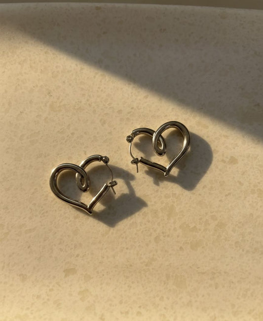 Women Silver Heart Bali Halo Earring (Anti Tarnish)