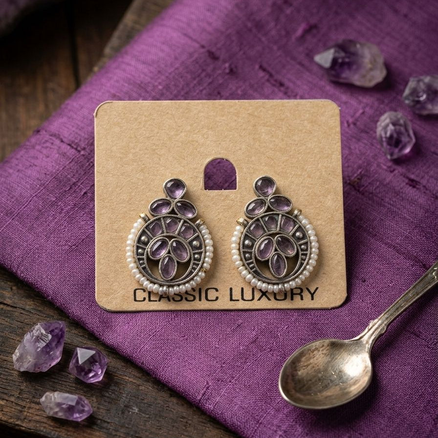 Classic Lilac German Silver Drop Earrings - Nimé By Shop Trendys