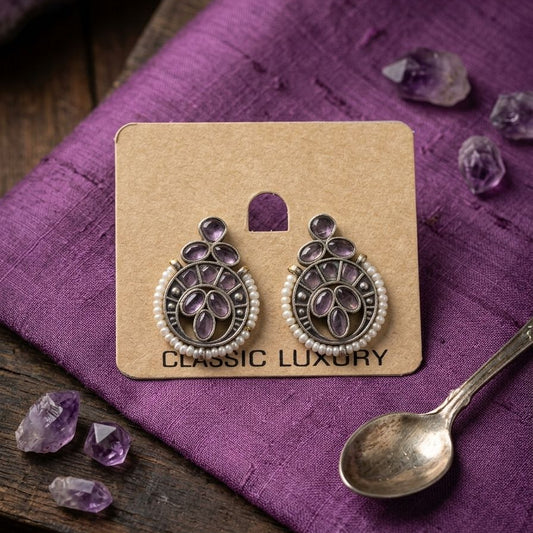 Classic Lilac German Silver Drop Earrings - Nimé By Shop Trendys