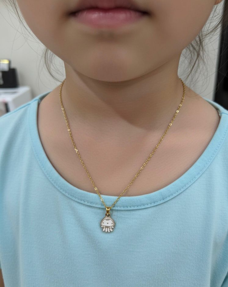 White Octopus Kids Anti Tarnish Necklace