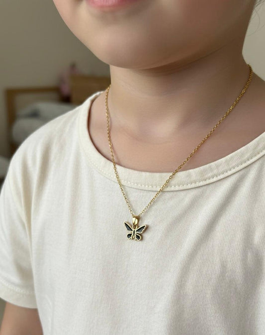 Black Butterfly Kids Anti Tarnish Necklace