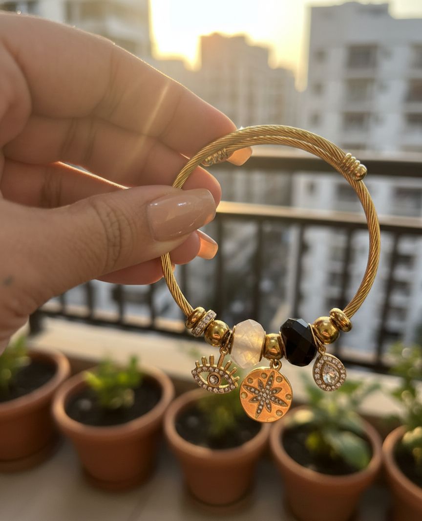 Golden Evil Eye Compass Bracelet (Stainless Steel) - Nimé By Shop Trendys