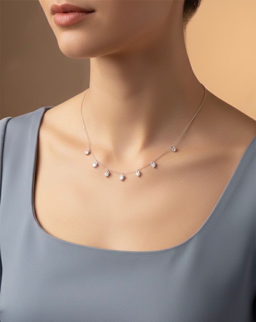 Silver Heart Charm Women Necklace (Anti Tarnish)