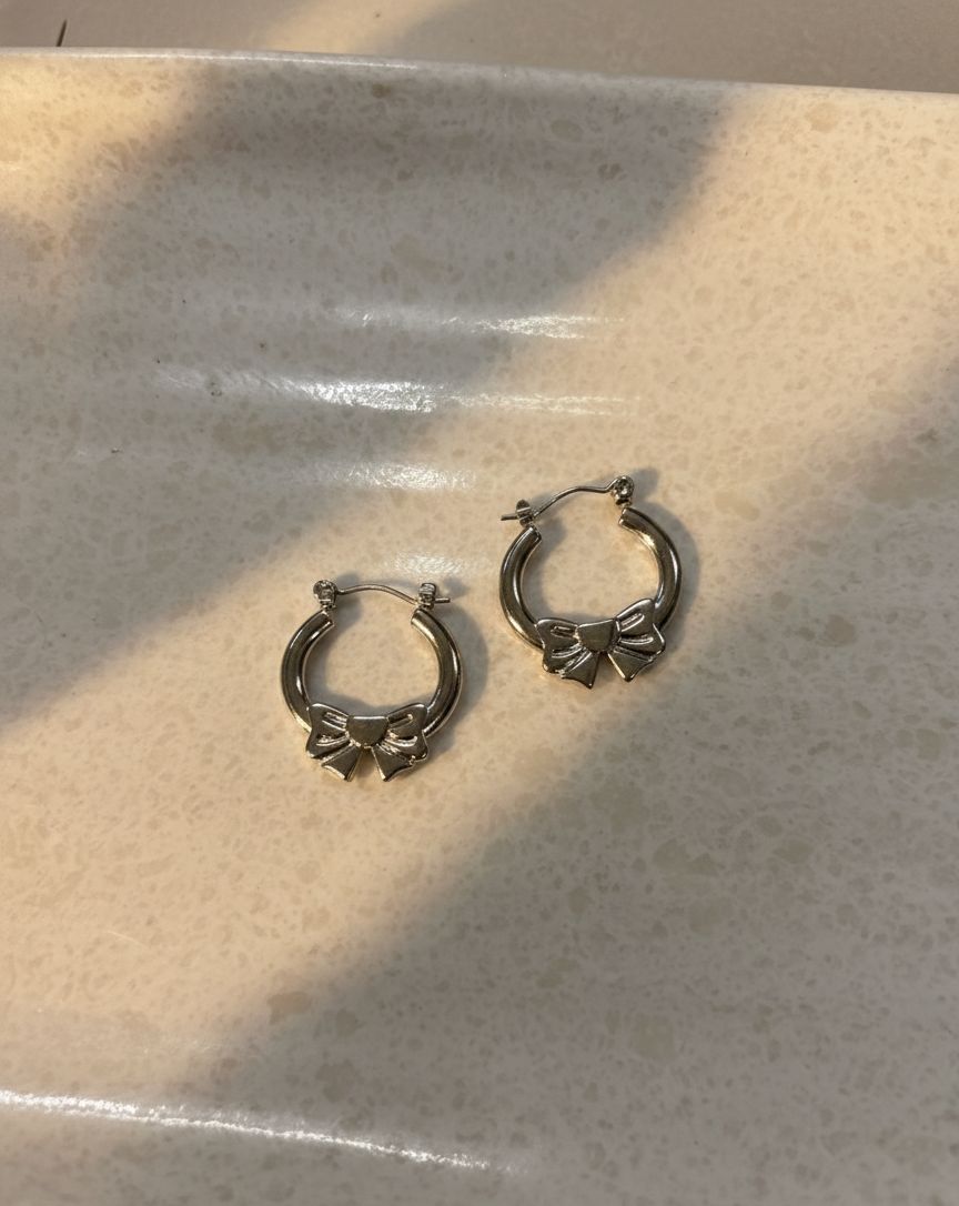 Women Silver Bow Bali Halo Earring (Anti Tarnish)