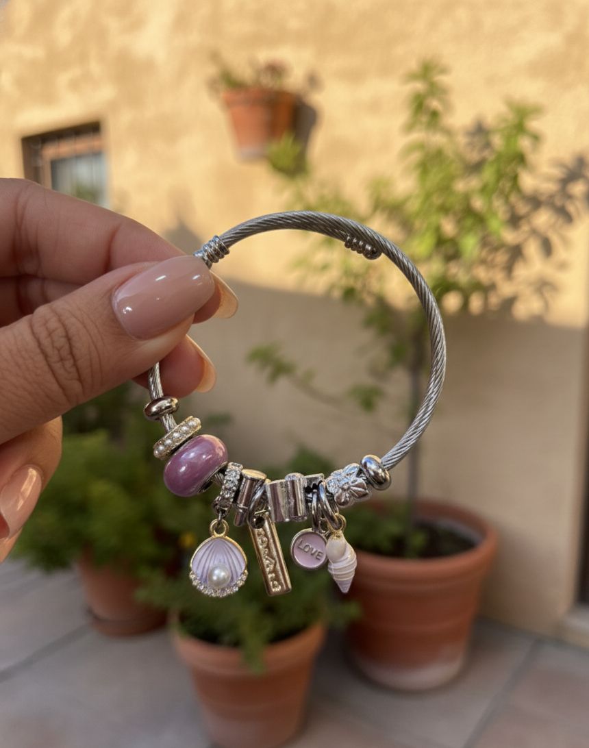 Silver Pink Oyster Seashell Pandora Bracelet - Nimé By Shop Trendys