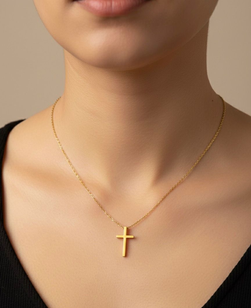 Women Golden Cross Necklace (Anti Tarnish)
