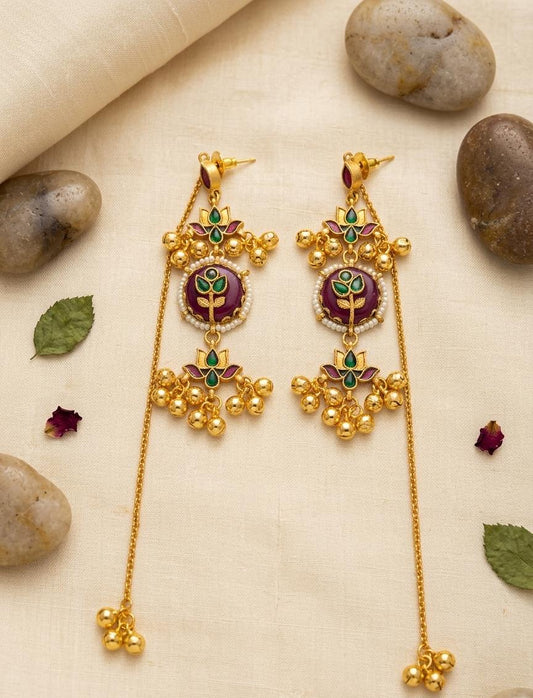 Ethinc Gunghroo Hanging Kashmiri Long Earrings - Nimé By Shop Trendys