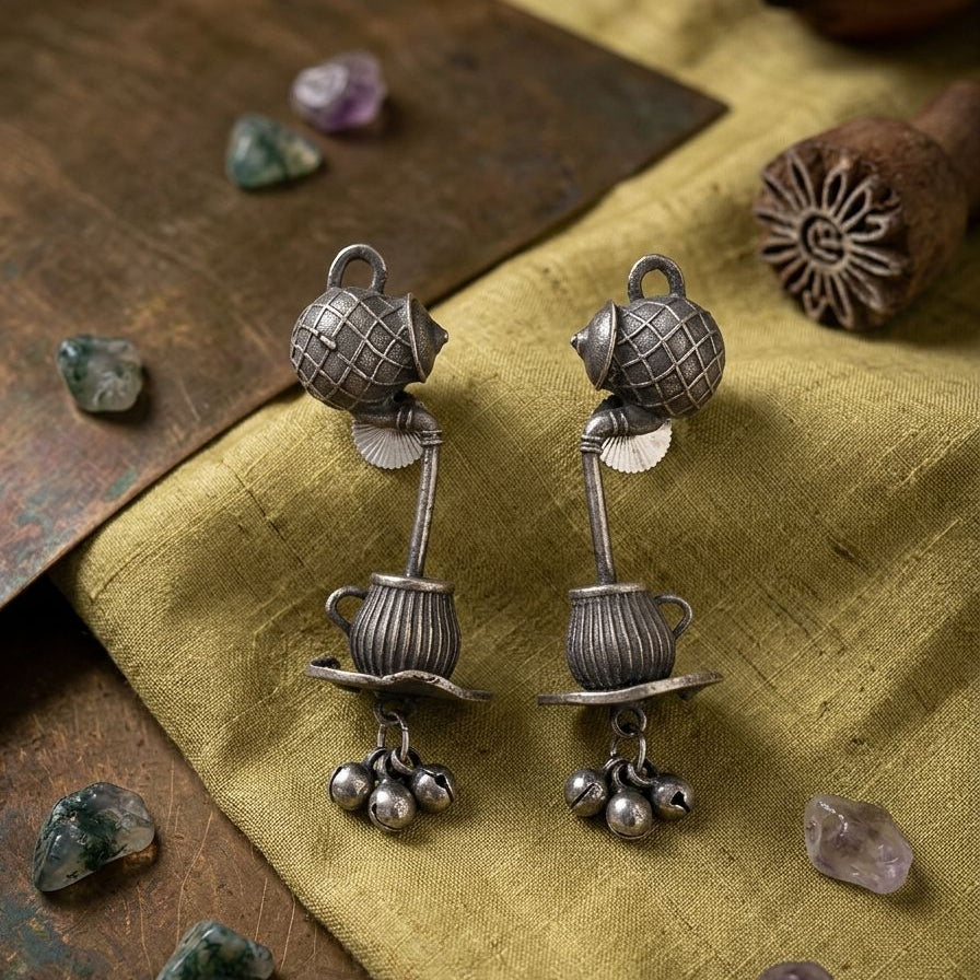 Teapot German Silver Earrings - Nimé By Shop Trendys