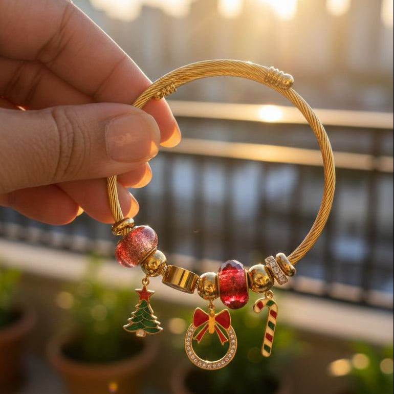 Golden Christmas Pandora Bracelet (Stainless Steel) - Nimé By Shop Trendys