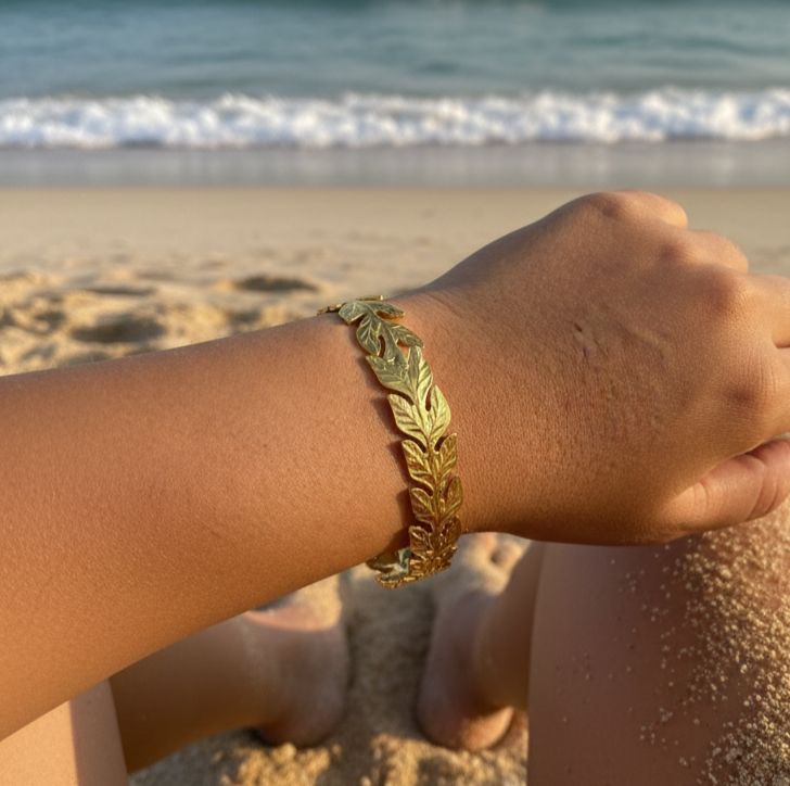 Women Leaf Cuff Kada Bracelet (Anti Tarnish) (Adjustable)