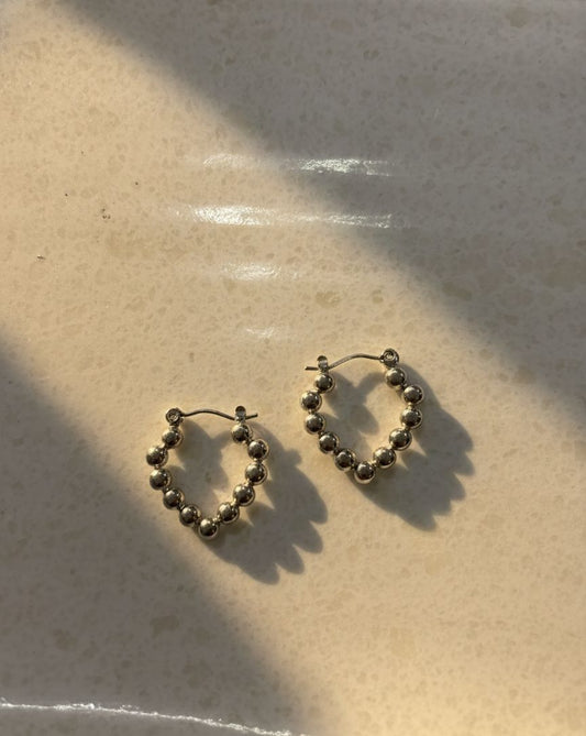 Women Silver Bead Drop Bali Halo Earring (Anti Tarnish)