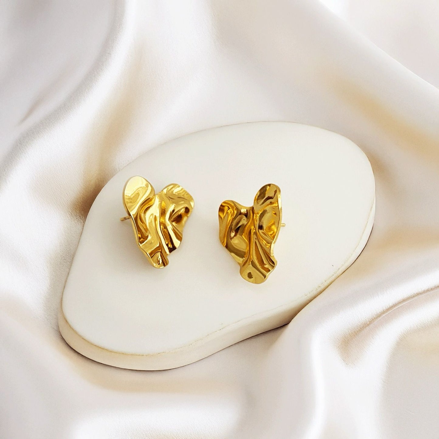 Halo Luxe Molten Flow Gold Stud Women Earring (Waterproof & Anti Tarnish)