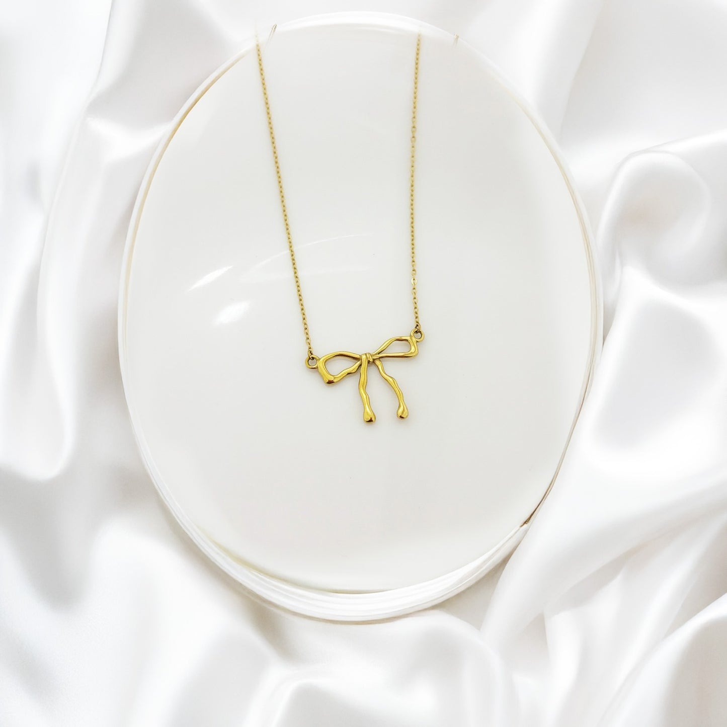 Whimsy Bow Golden Women Necklace (Stainless Steel)