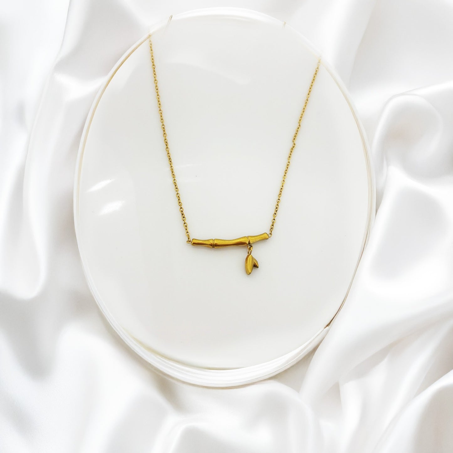 Bamboo Charm Whisper Golden Women Necklace (Stainless Steel)