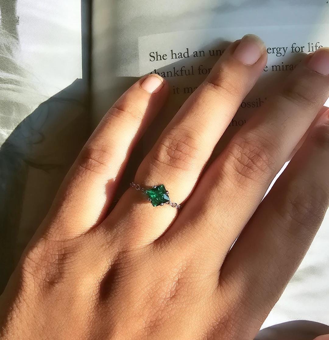 Adjustable Ring Square Silver