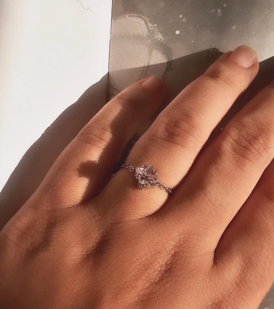 Adjustable Ring Square Silver