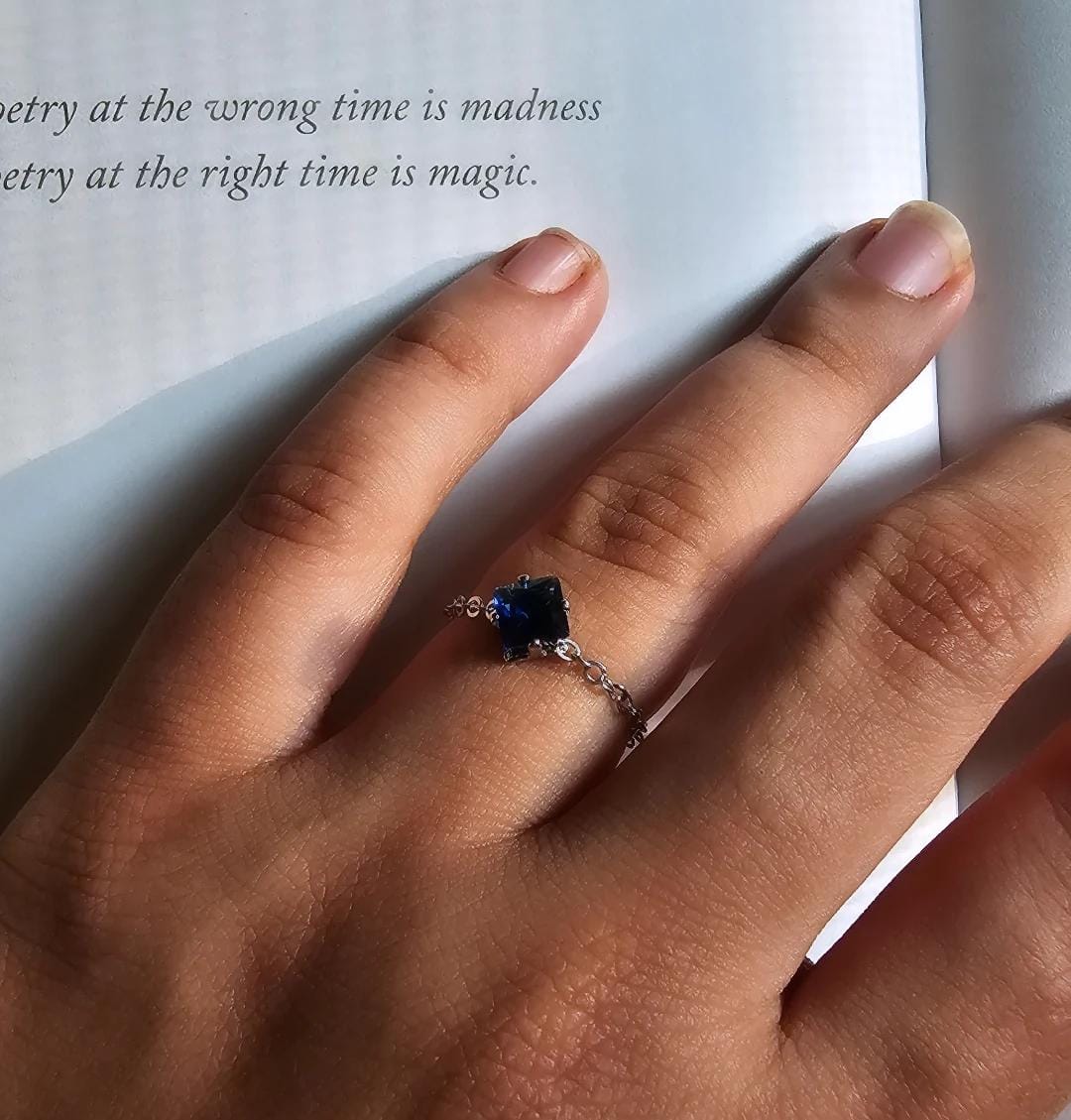 Adjustable Ring Square Silver