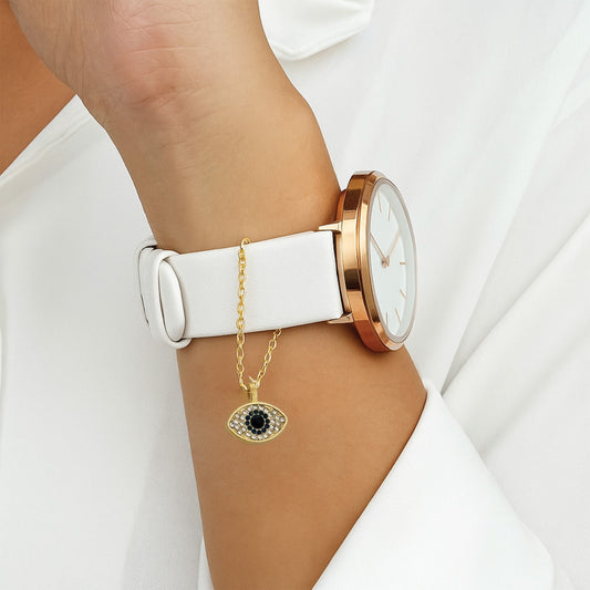 Diamond Evil Eye Golden Watch Charm