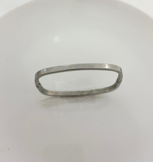 Silver Rectangle Plain Women Kada Bracelet (Anti Tarnish)