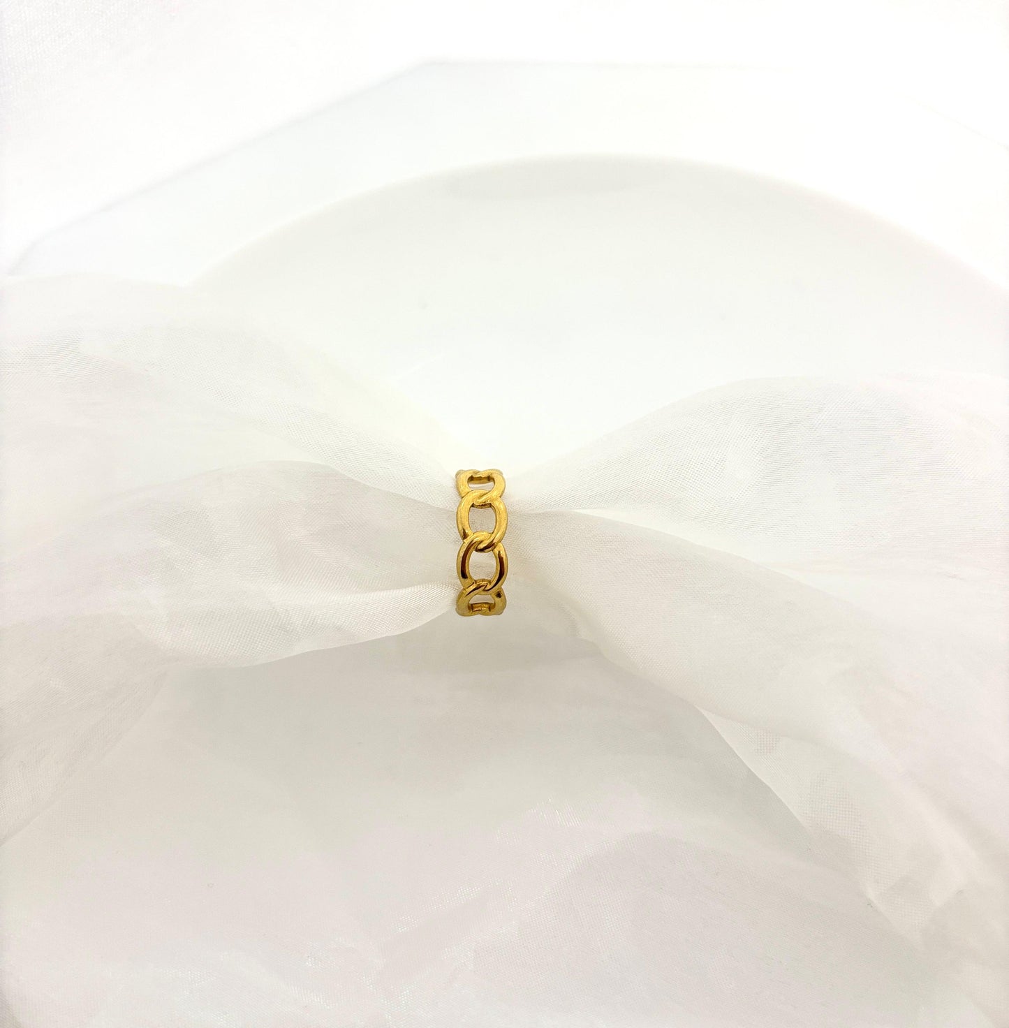 Golden Chain Link Women Ring (Adjustable)