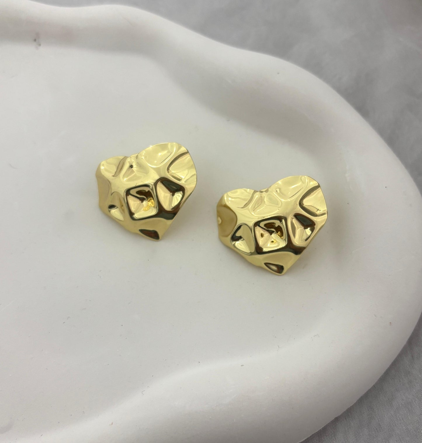 Heart Studs Golden Earrings (Anti Tarnish)