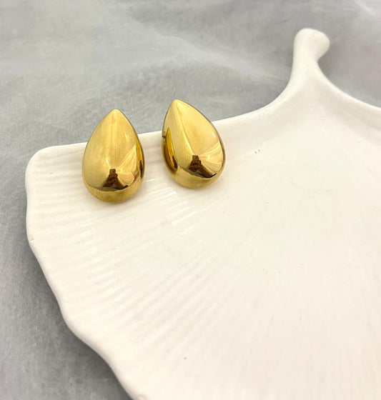 Golden Drop Statement Studs Earrings (Anti Tarnish)