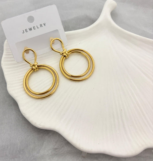 Golden Knot Circle Earrings (Anti Tarnish)