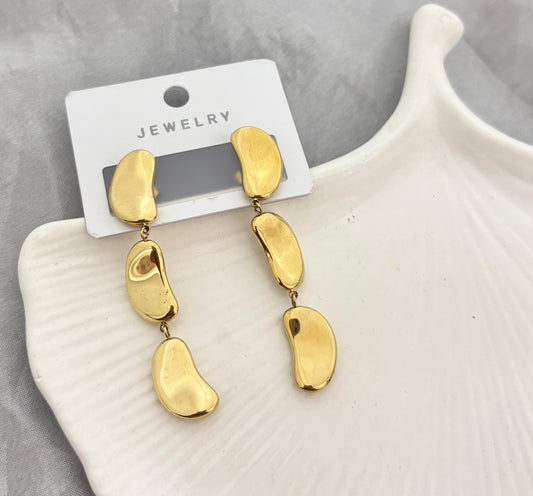 Golden Pebble Drops Earrings (Anti Tarnish)