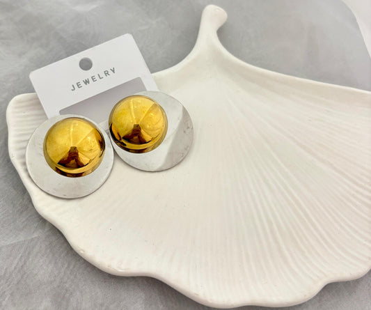 Golden Circle Dual Tone Earrings (Anti Tarnish)