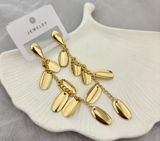 Golden Chain Dangling Earrings (Anti Tarnish)