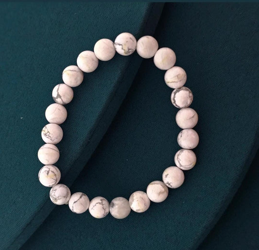 Marble White Bead Bracelet (Customizes Charms)