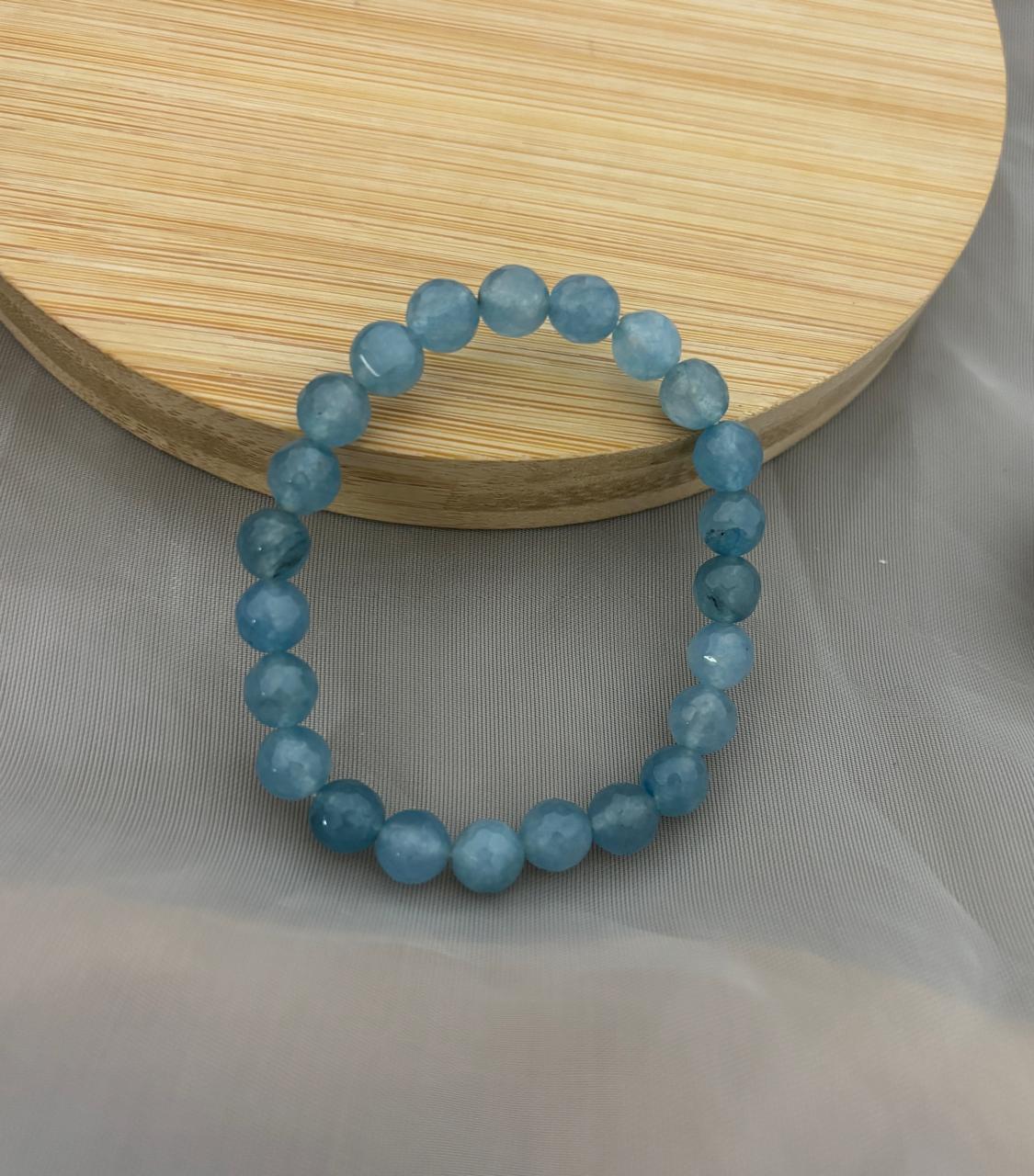 Aqua Blue Bead Bracelet (Customizes Charms)