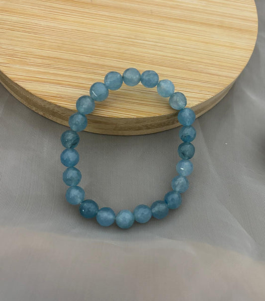 Aqua Blue Bead Bracelet (Customizes Charms)