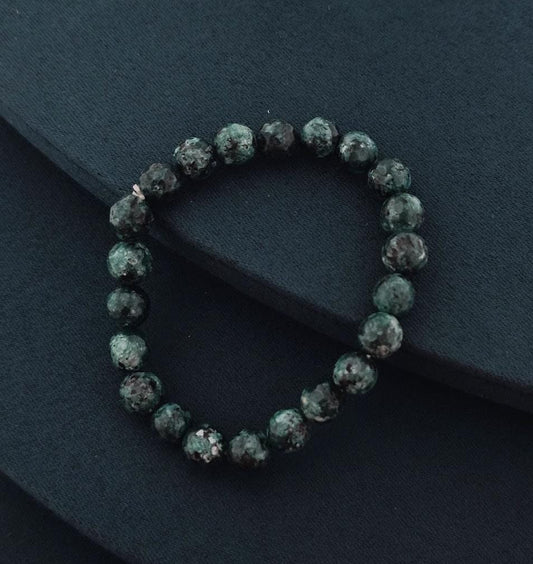 Rock Green Bead Bracelet (Customizes Charms)