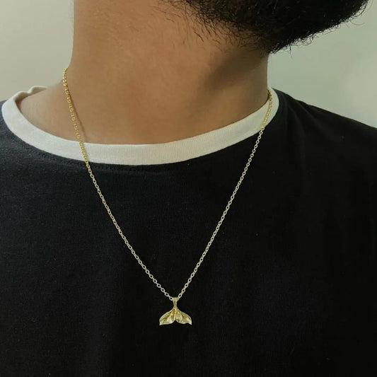 Men Golden Mermaid Tail Chain Necklace