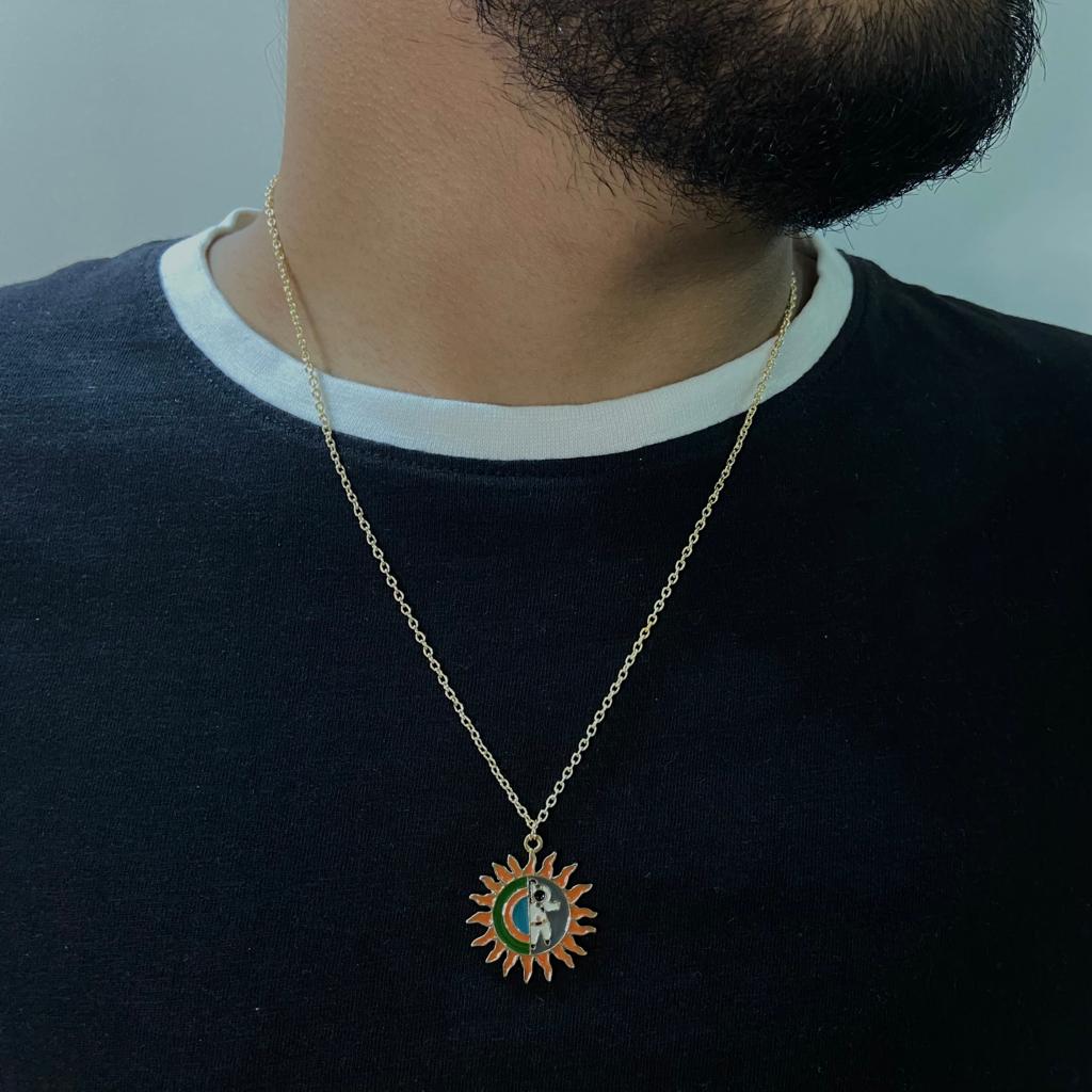 Men Sun Astronaut Chain Necklace