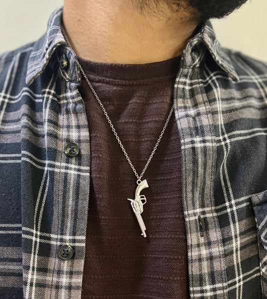 Men Revolver Gun Chain Necklace