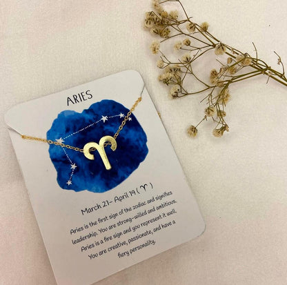 Golden Zodiac Sign Women Necklace