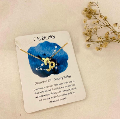 Golden Zodiac Sign Women Necklace
